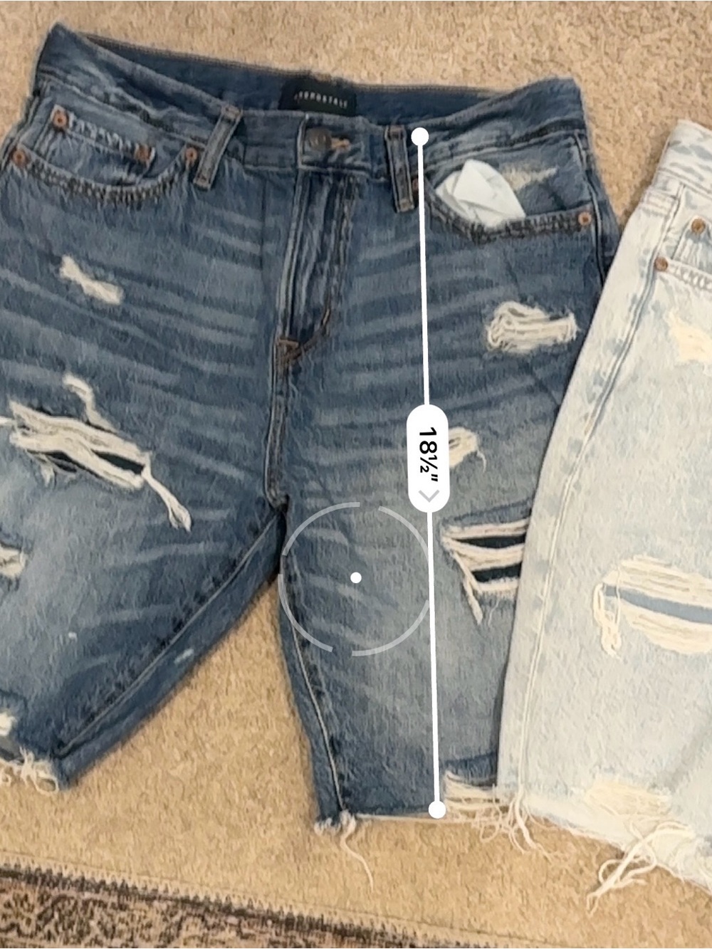 Aeropostale Distressed Denim Shorts Duo - Dark Blue & Light Blue - Picture 9 of 10